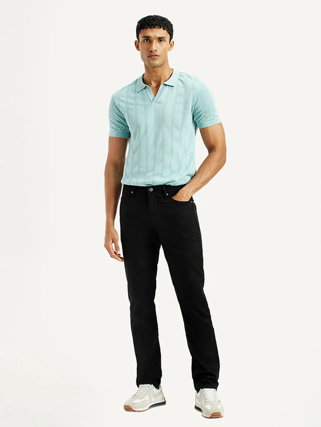 Men's 511 Black Slim Fit Mid Rise Jeans Minimal Fashion