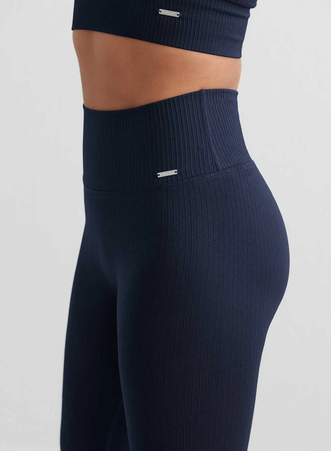 Stretch Feel Stretch Fit Daily Routine Navy Ribbed Seamless Petite Tights