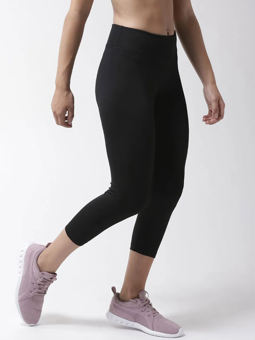Alcis Women Black 3/4th Training Tights Anti Clogging Quick Dry Camping Gear