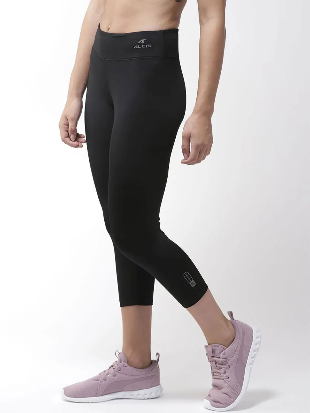 Quick Dry Tech Alcis Women Black 3/4th Training Tights