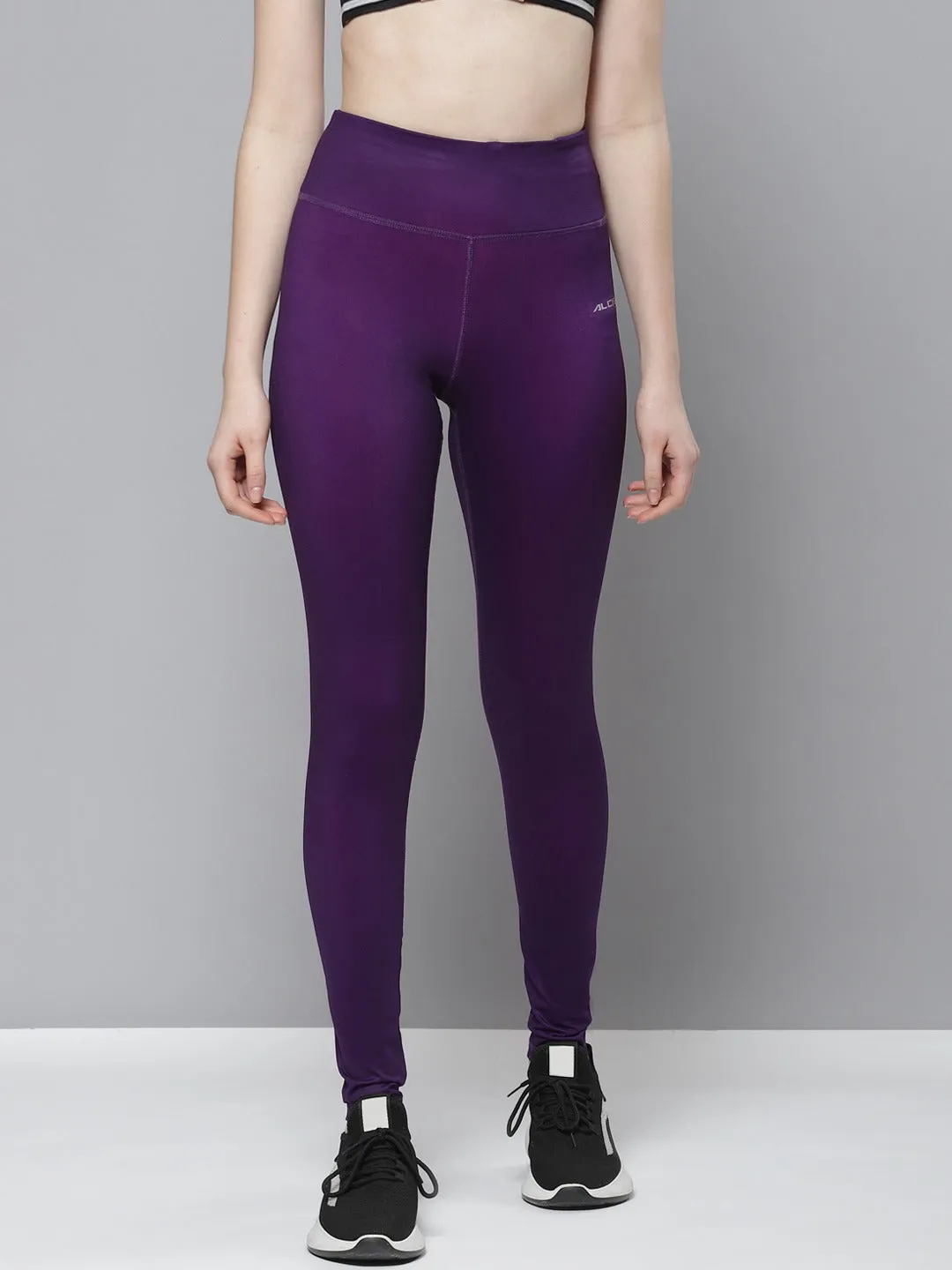 Alcis Women Purple Solid Tights Gym Essentials Classic Style
