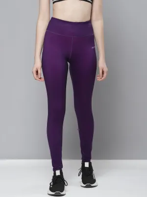 Alcis Women Purple Solid Tights No Ride Down Waist