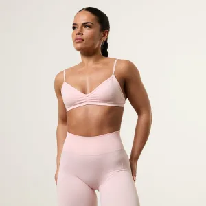 Vanquish Elevate Seamless Ballet Pink Minimal Bra Wear alone Ribbed Cuffs