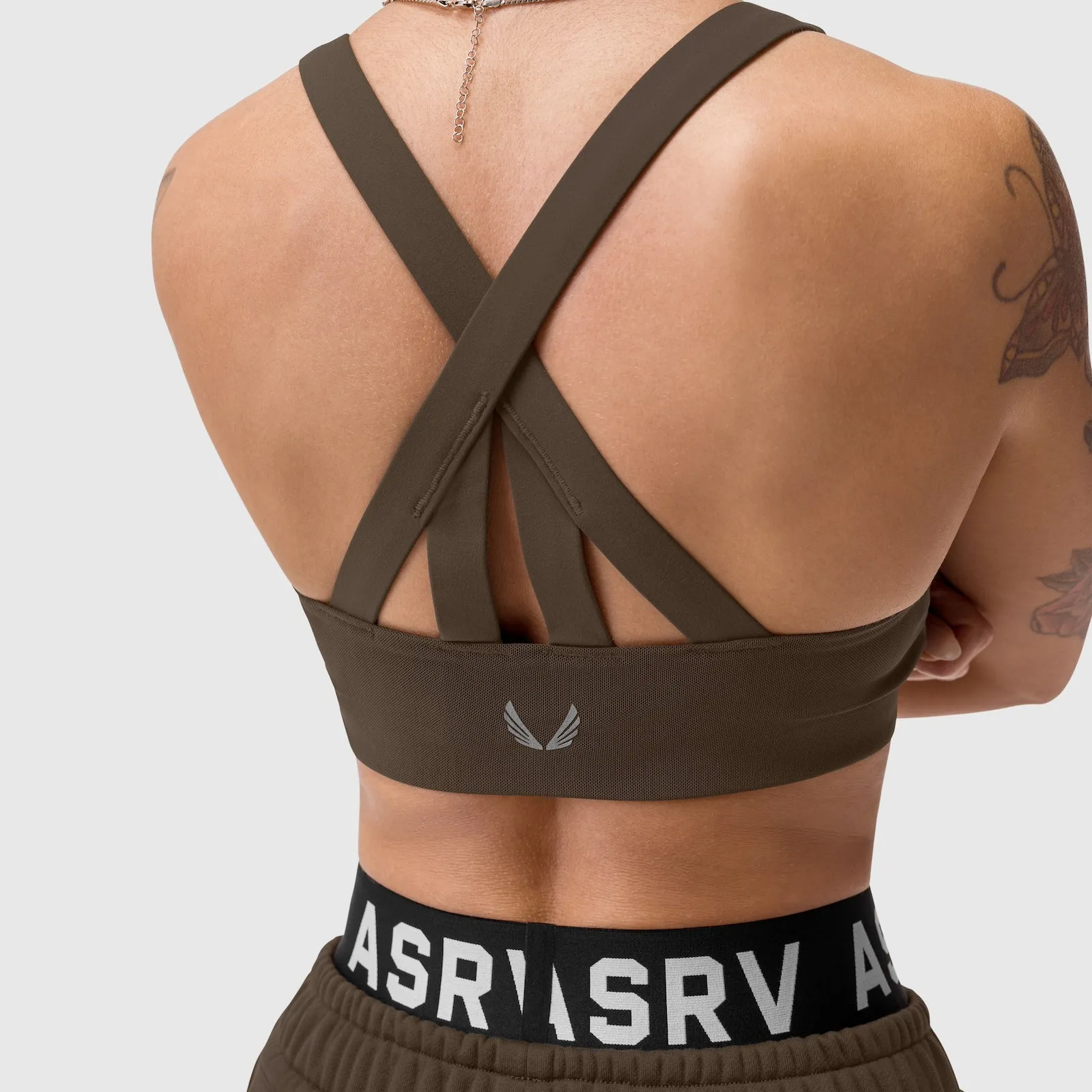 Skinny Fit Soft W039. Lycra? Hybrid Sports Bra - Dark Earth