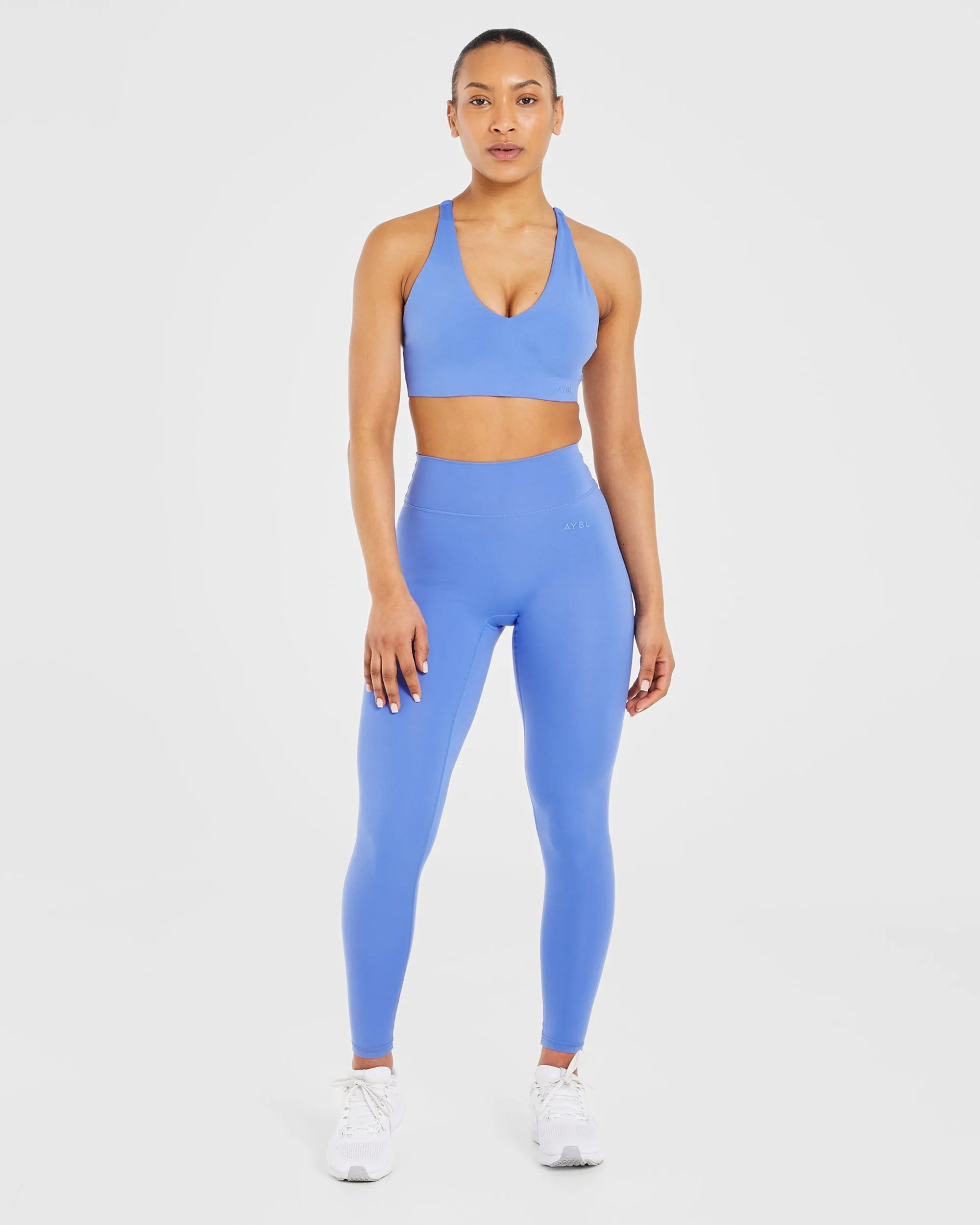 Compression Fit Eco Friendly Textile Staple Sports Bra - Cobalt Blue