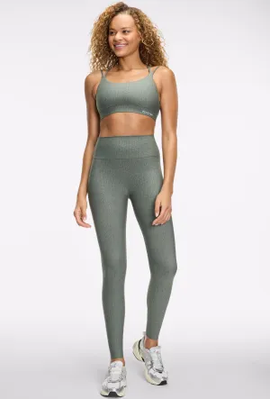 Green Fog Crosshatch Cadent Legging Set Coverstitch seams Extra-large seams
