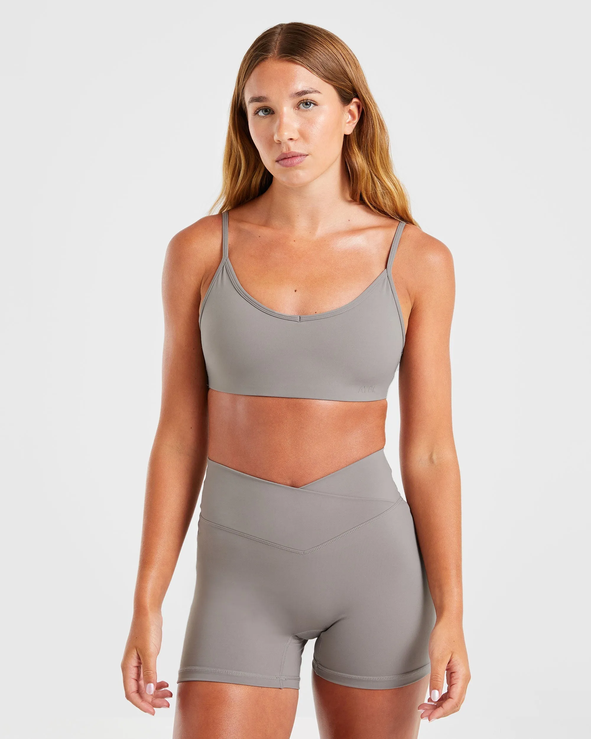 Sculpt Wrap Sports Bra - Smoke Grey Comfortable Hold
