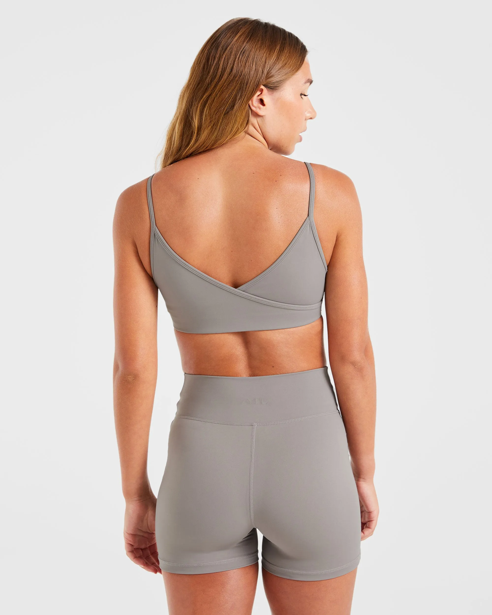 Functional seams Sculpt Wrap Sports Bra - Smoke Grey
