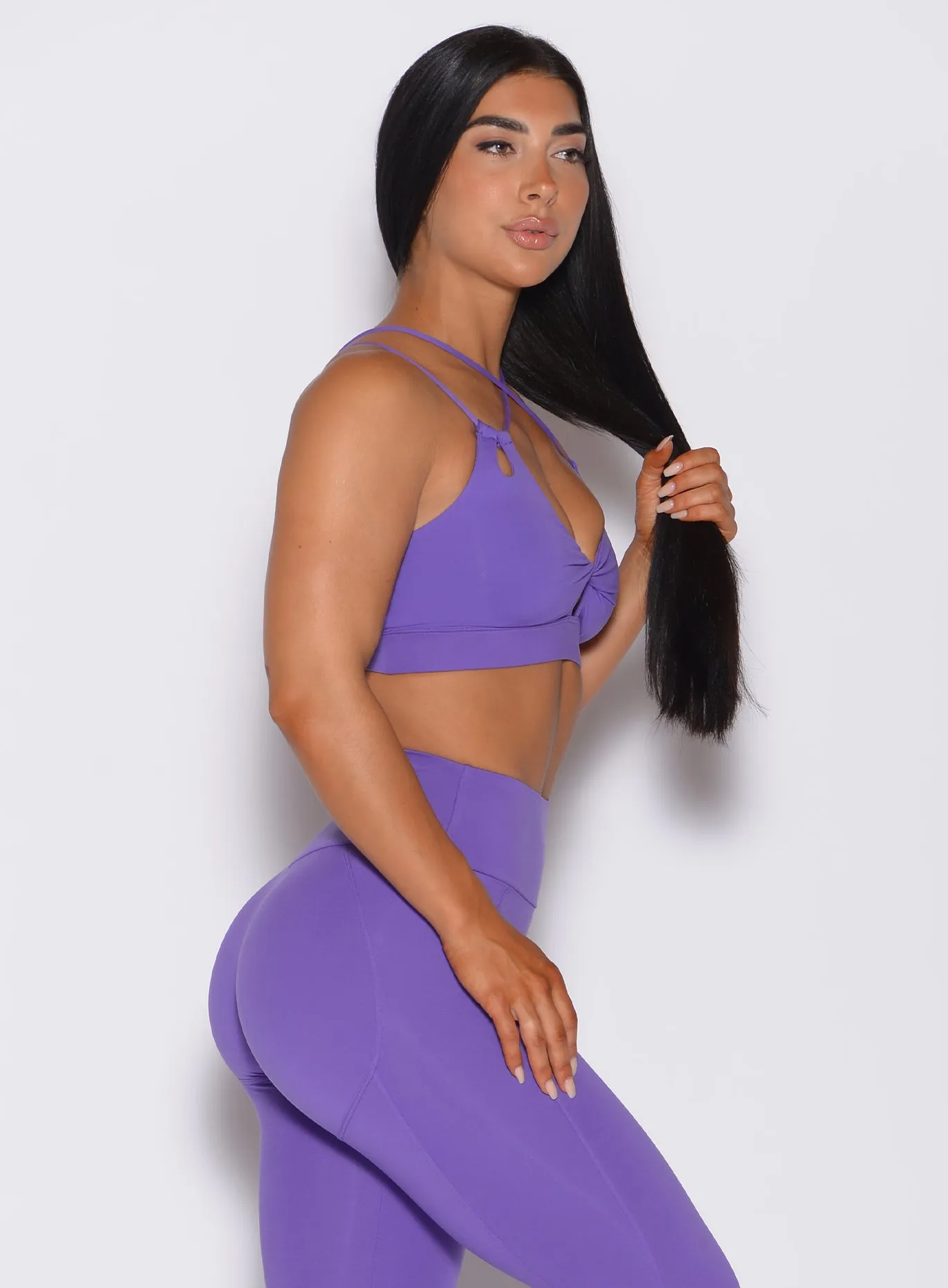 floral Ribbed waistband seams Twist Sports Bra
