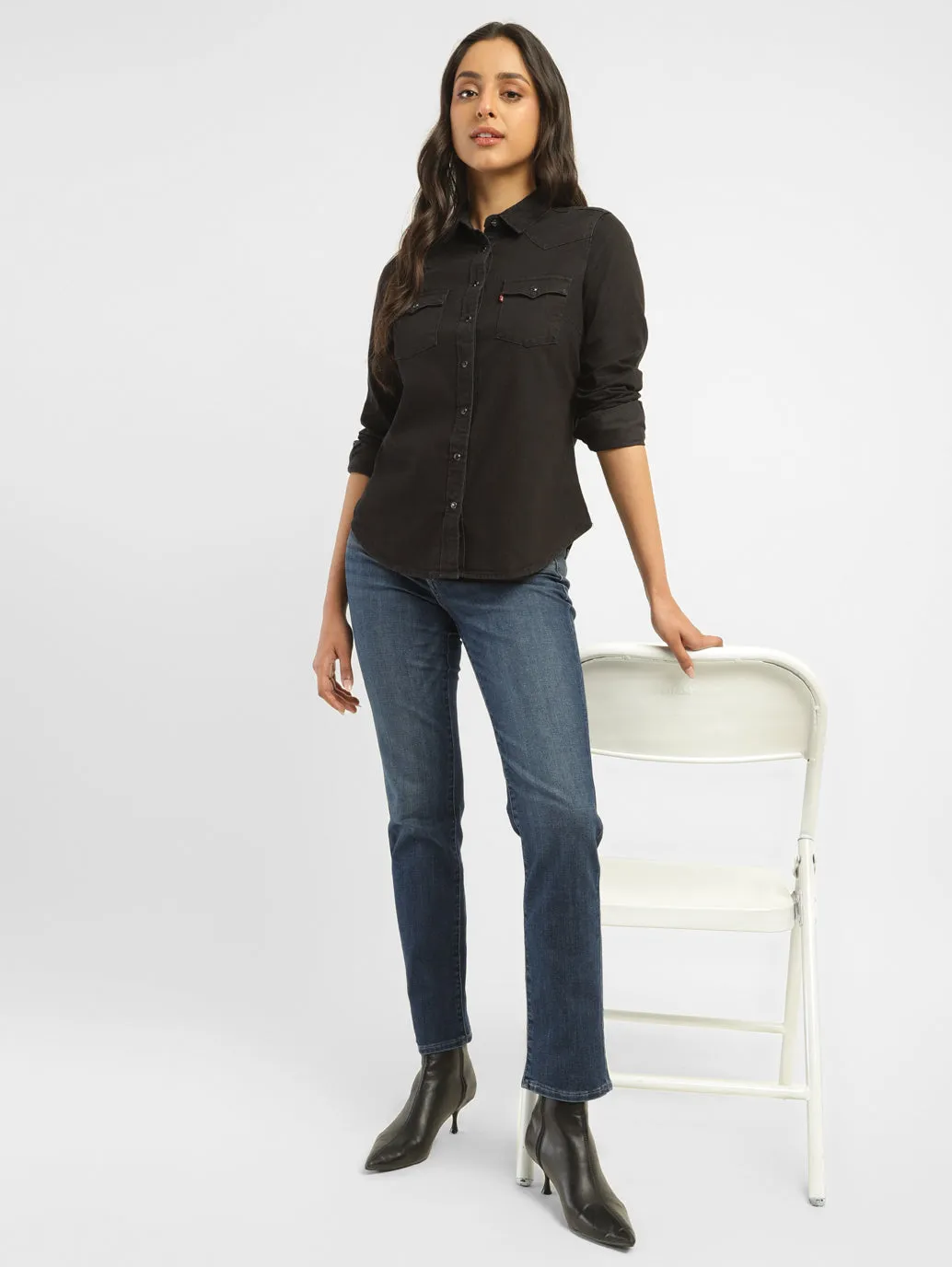 Women's 312 Blue Straight Fit Mid Rise Jeans Neutral Vibrant Chill Outfit Minimalist Elegant