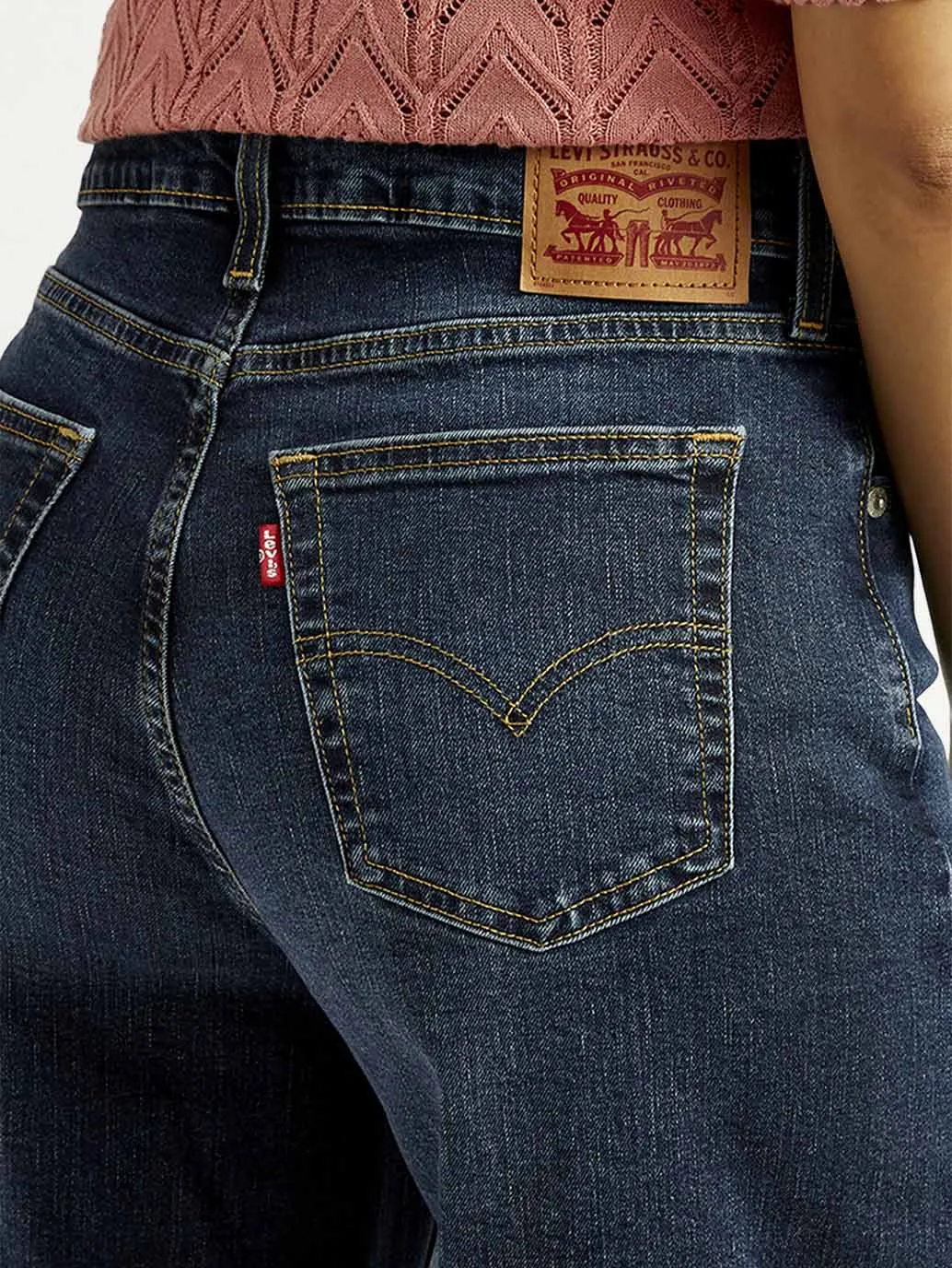 Slim Silhouette On-the-Go Look Women's 728 Dark Blue Flared Fit Mid Rise Jeans
