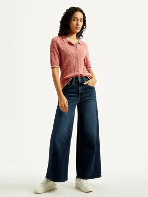 Comfortable Choice Women's 728 Dark Blue Flared Fit Mid Rise Jeans