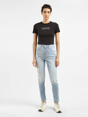 Women's Blue Skinny Fit High Rise Jeans City Outfit