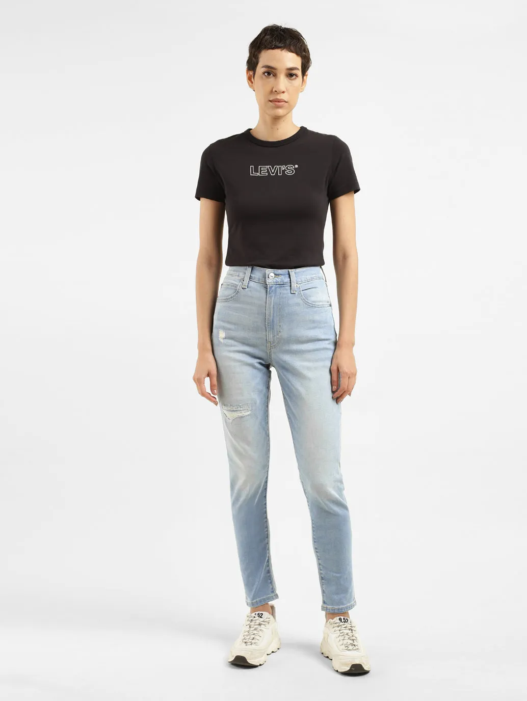 Women's Blue Skinny Fit High Rise Jeans City Outfit