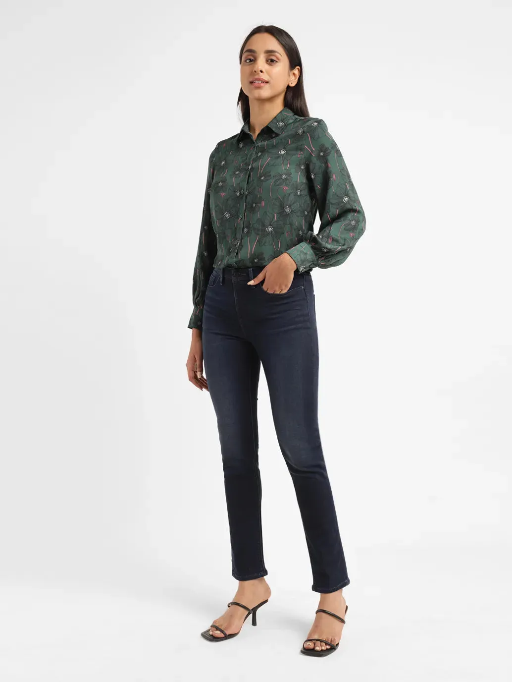 Modern Vibes Women's Redloop 724 Blue Straight Fit Mid Rise Jeans