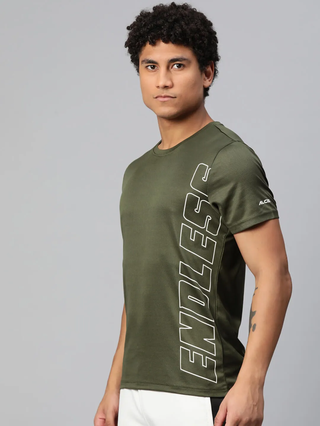 Tough Core Vision Glow Alcis Men Typography Printed Anti Static Slim Fit T-shirt