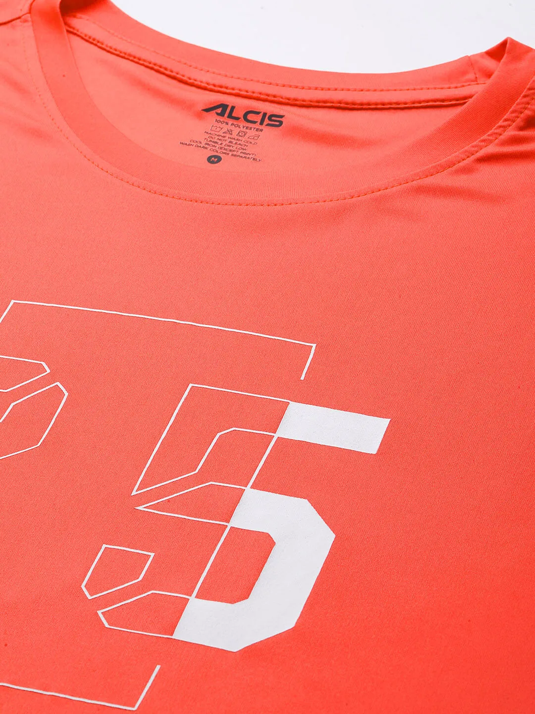 Alcis Men Orange Typography Printed Dry Tech Slim Fit T-shirt Tencel Blend Fabric