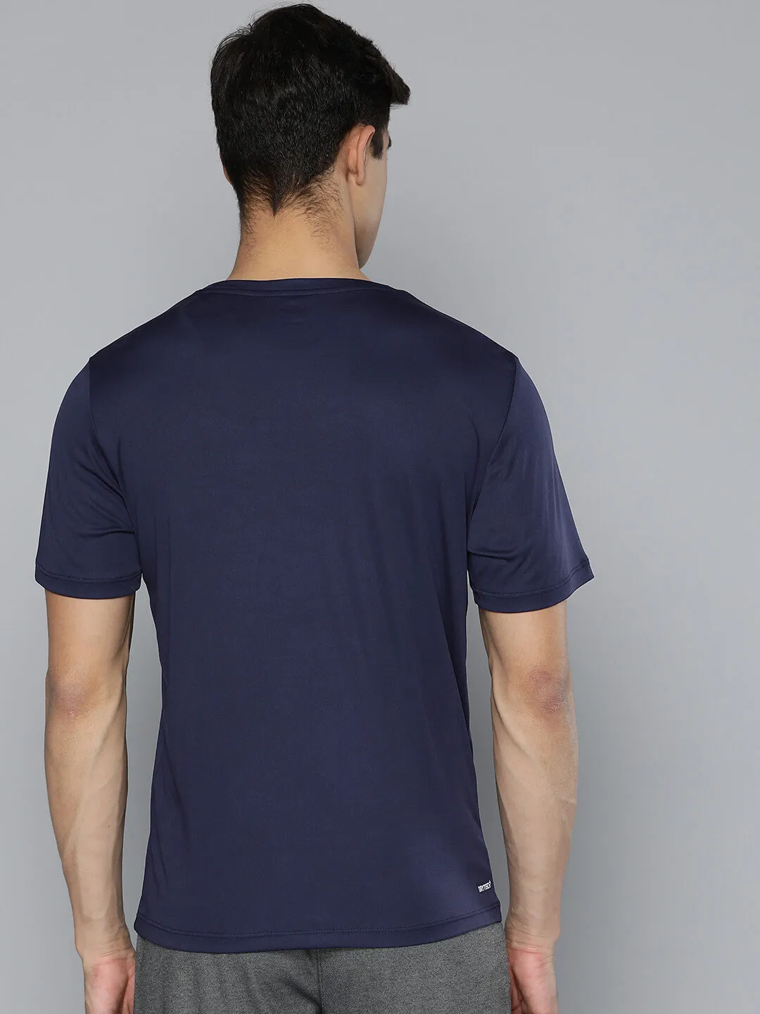 Alcis Men Navy Blue Anti Static Applique Slim Fit Running Wonder T-shirt Training Fit Scandi Clean