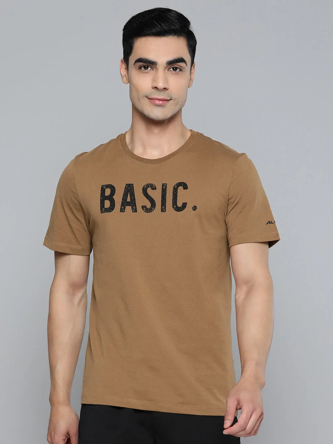 Sharp Cut Alcis Men Brown Printed Sports T-shirt