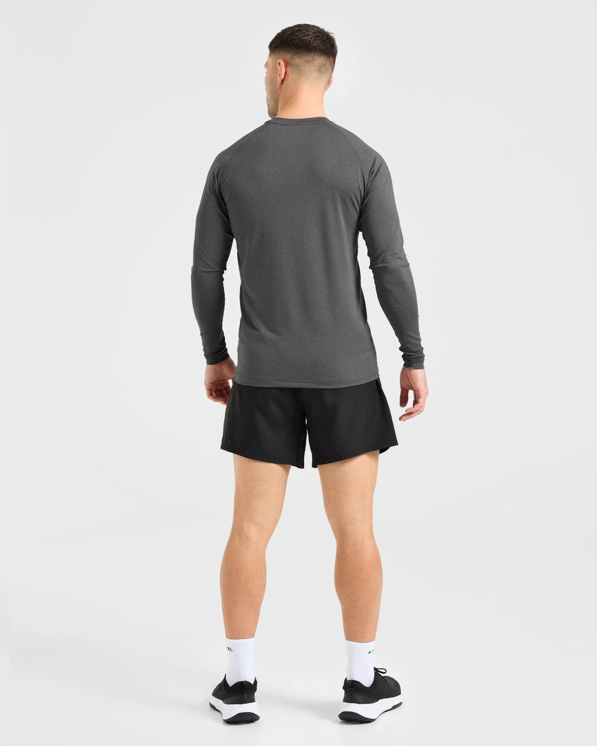 PocketDetail Essential Long Sleeve T Shirt - Grey Marl
