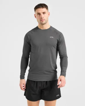 Essential Long Sleeve T Shirt - Grey Marl Relaxed Comfort Fit All-Season Wear