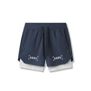 Layered Hem Detail 0865. Tetra-Lite? 5" Liner Short - Navy "Bracket"/White