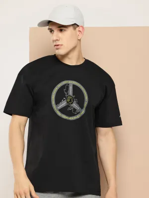 Alcis Men Black Typography Printed T-shirt HighElasticity Fiber Light Ease