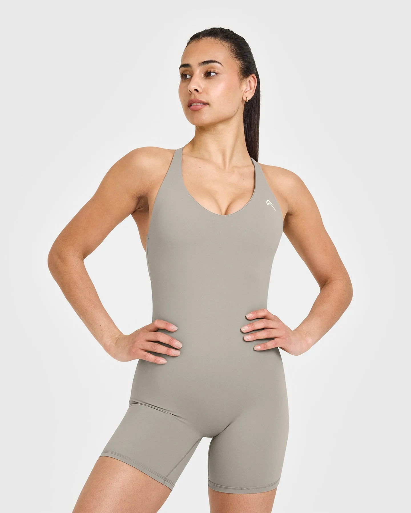 Stretchable Fabric TaglessLabel Unified Scoop Back All In One 6" | Warm Sand HighDensity Weave