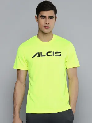 Alcis Men Lime Green Printed Tshirts AntiPilling Fabric Car Cool