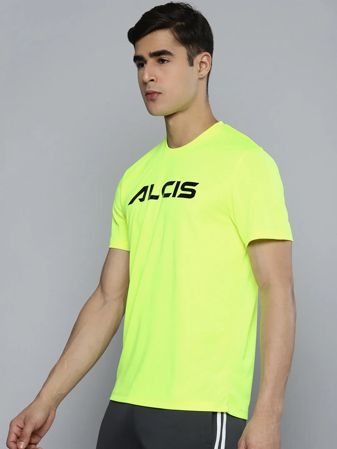Alcis Men Lime Green Printed Tshirts DoubleStitchReinforcement