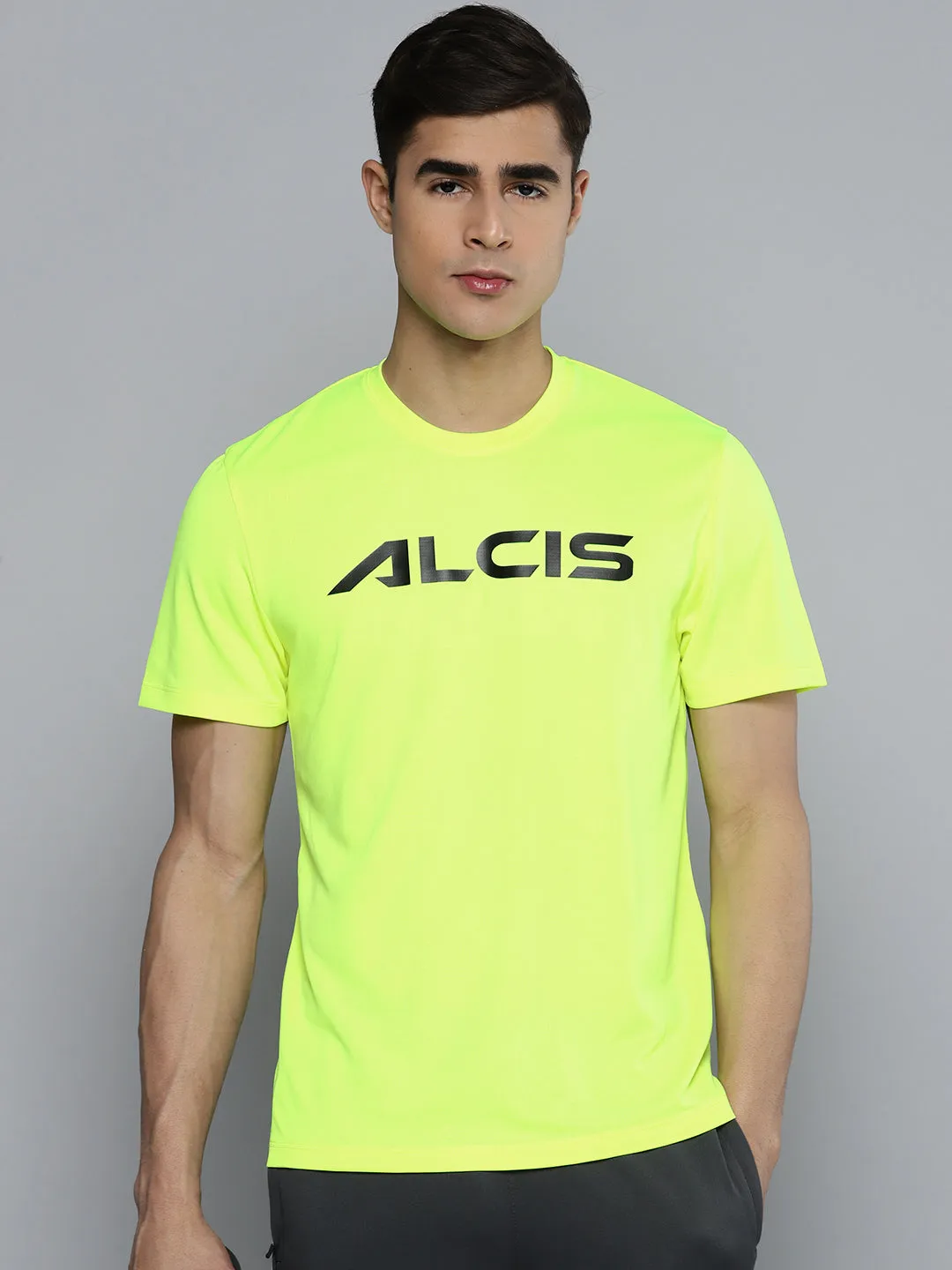 Alcis Men Lime Green Printed Tshirts AntiPilling Fabric Car Cool