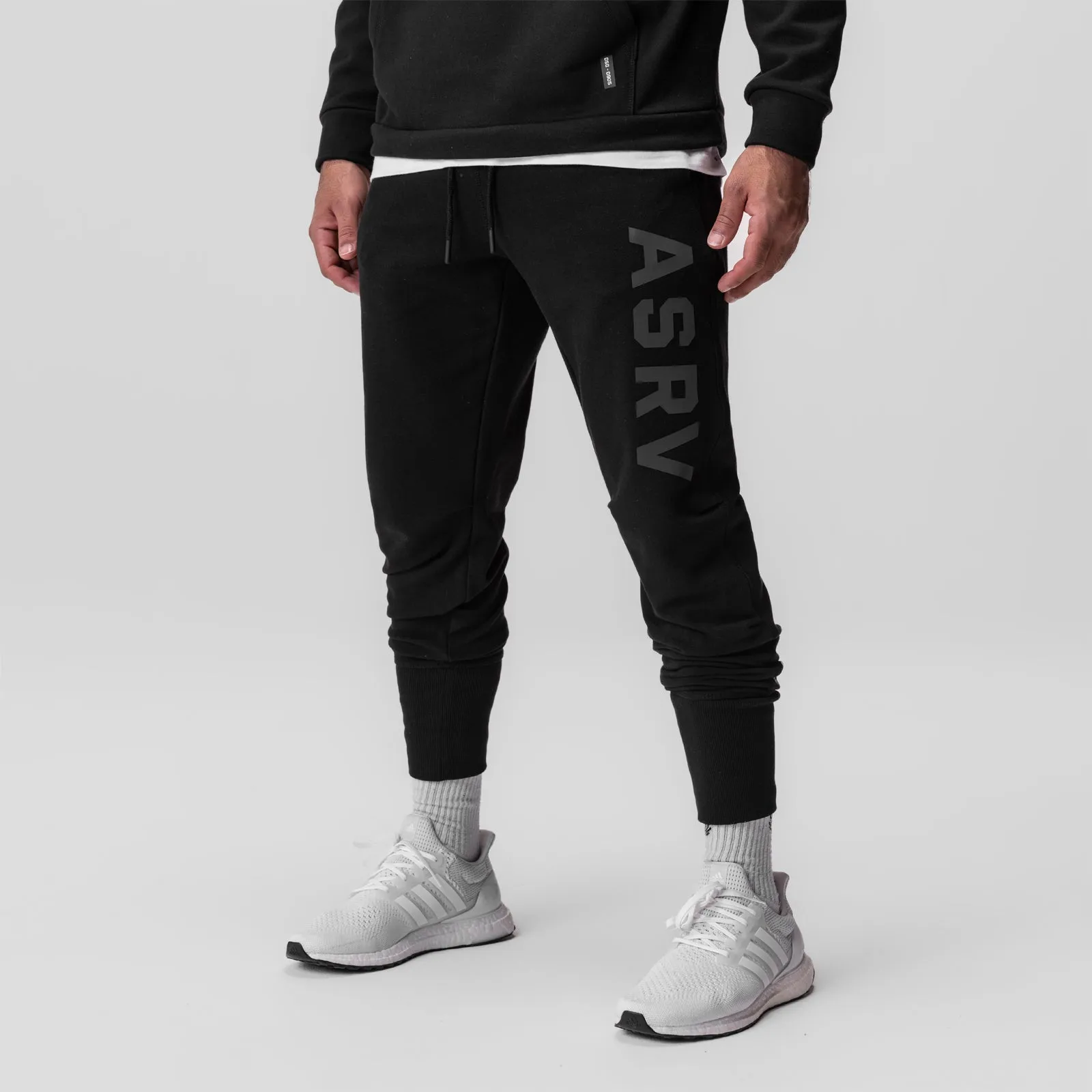 Modern Waist Ripped design 0915. Tech-Terry? High Rib Jogger - Black "ASRV"