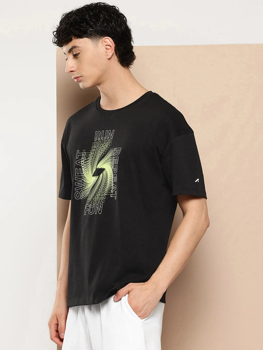 Alcis Men Typography Printed Sports T-shirt Airflow Vents