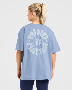 Rubberized Hem Lightweight Feel Secure Pocket Closure Mind Over Matter V2 Oversized T Shirt - Blue