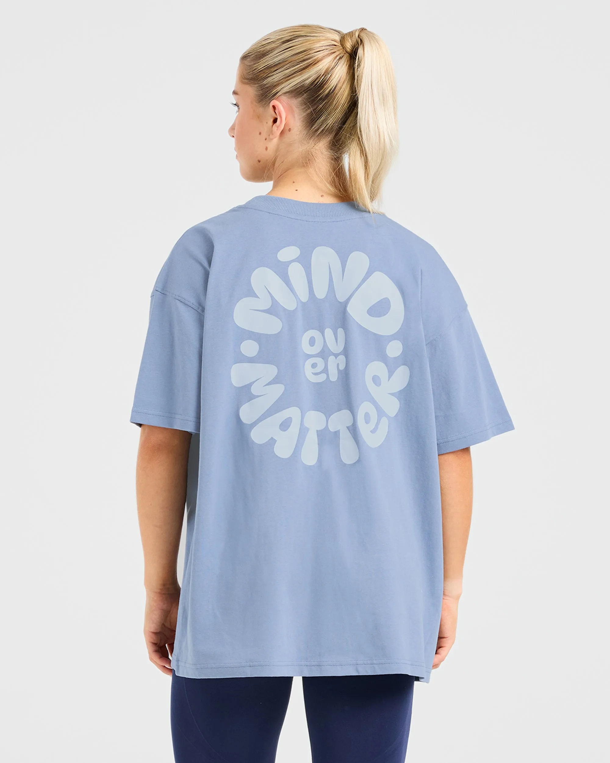 Rubberized Hem Lightweight Feel Secure Pocket Closure Mind Over Matter V2 Oversized T Shirt - Blue