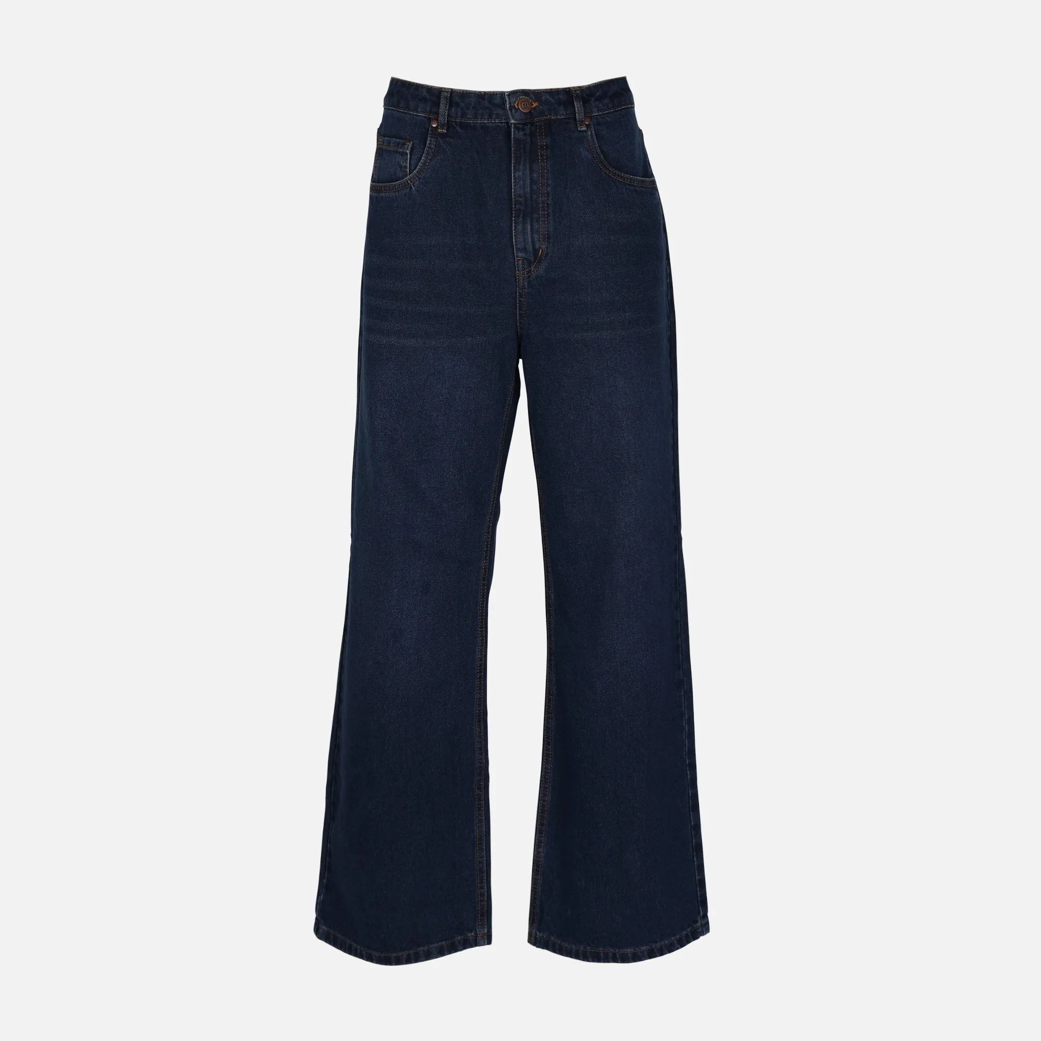 Curved Seam Construction WOMEN DENIM PANTS JEANS WIDE LEG