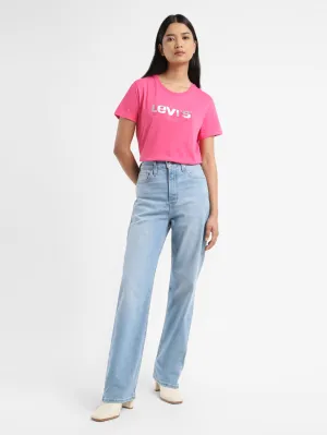 Women's Blue Ribcage Straight Fit High Rise Jeans Leisure Ready