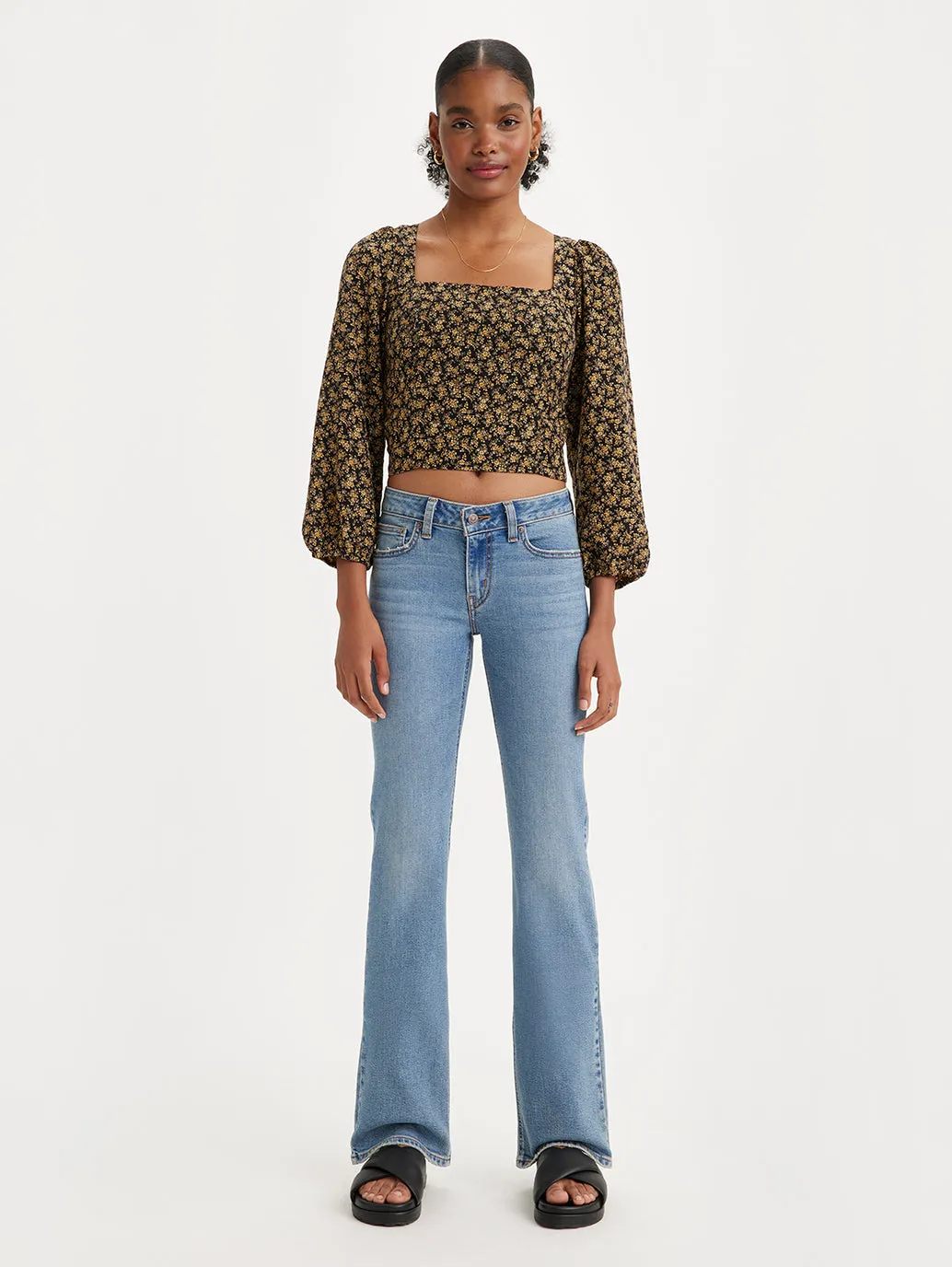 Women's Indigo Bootcut Fit Low Rise Jeans Tapered leg
