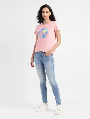 Women's 711 Blue Skinny Fit Mid Rise Jeans Casual Friday Elegant Casual