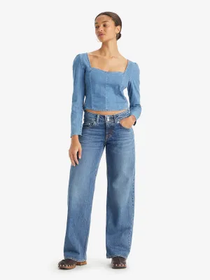 Flexible Style Neutral Outfit Piece Women's Blue Loose Fit Low Rise Jeans