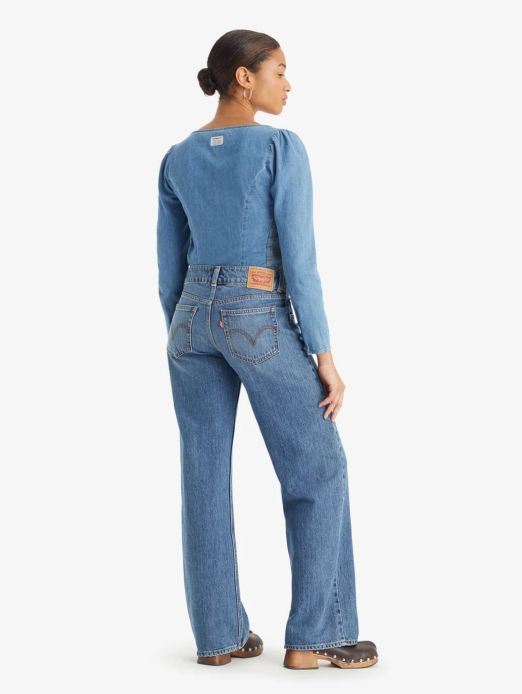 Women's Blue Loose Fit Low Rise Jeans Active Fit
