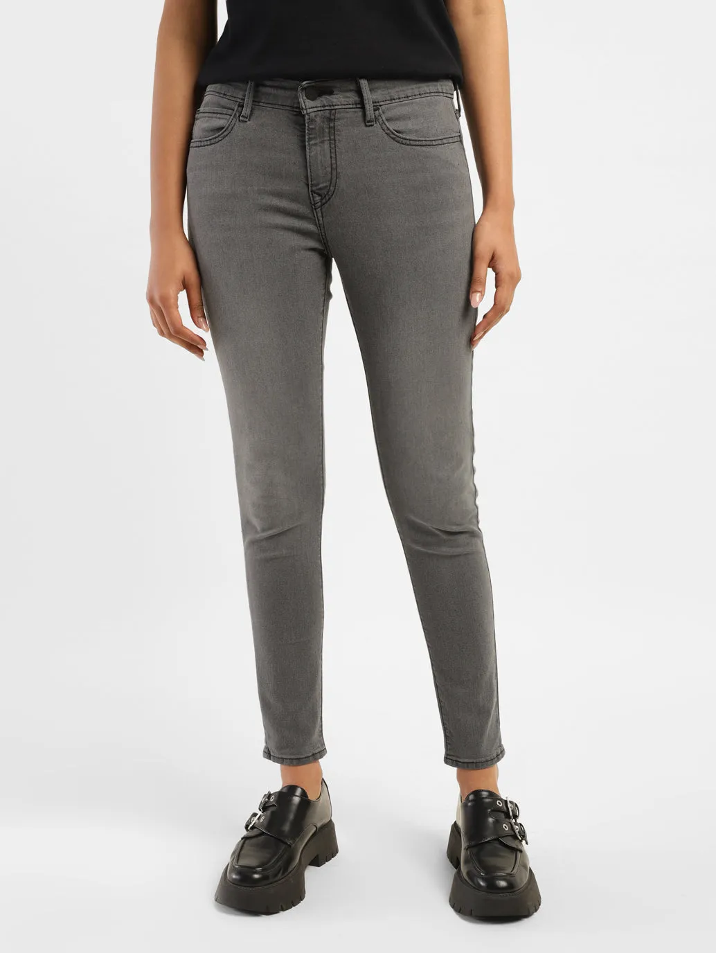 Soft Sustainable Women's 710 Dark Grey Skinny Fit Mid Rise Jeans