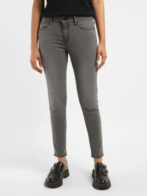 Garment Dyed Technique Smart Casual Neutral Women's 710 Dark Grey Skinny Fit Mid Rise Jeans