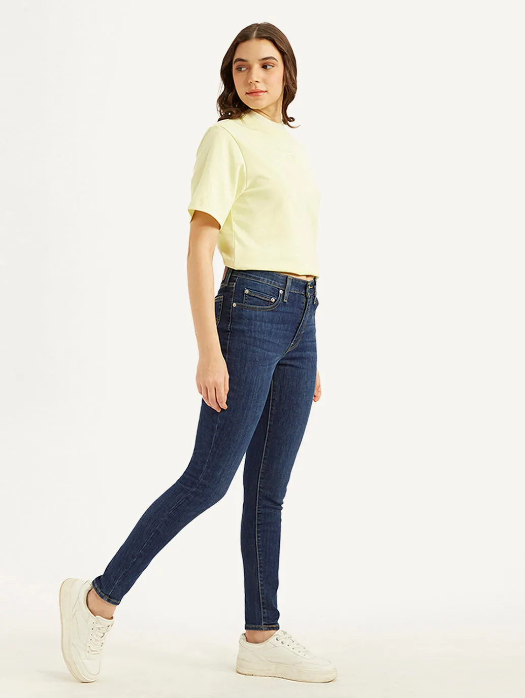 Classic Wear Street Fashion Basic Outfit Women's 721 Blue Skinny Fit High Rise Jeans