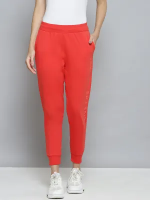 Ripstop Reinforcement Alcis Women Coral Red Slim Fit Cropped Running Joggers