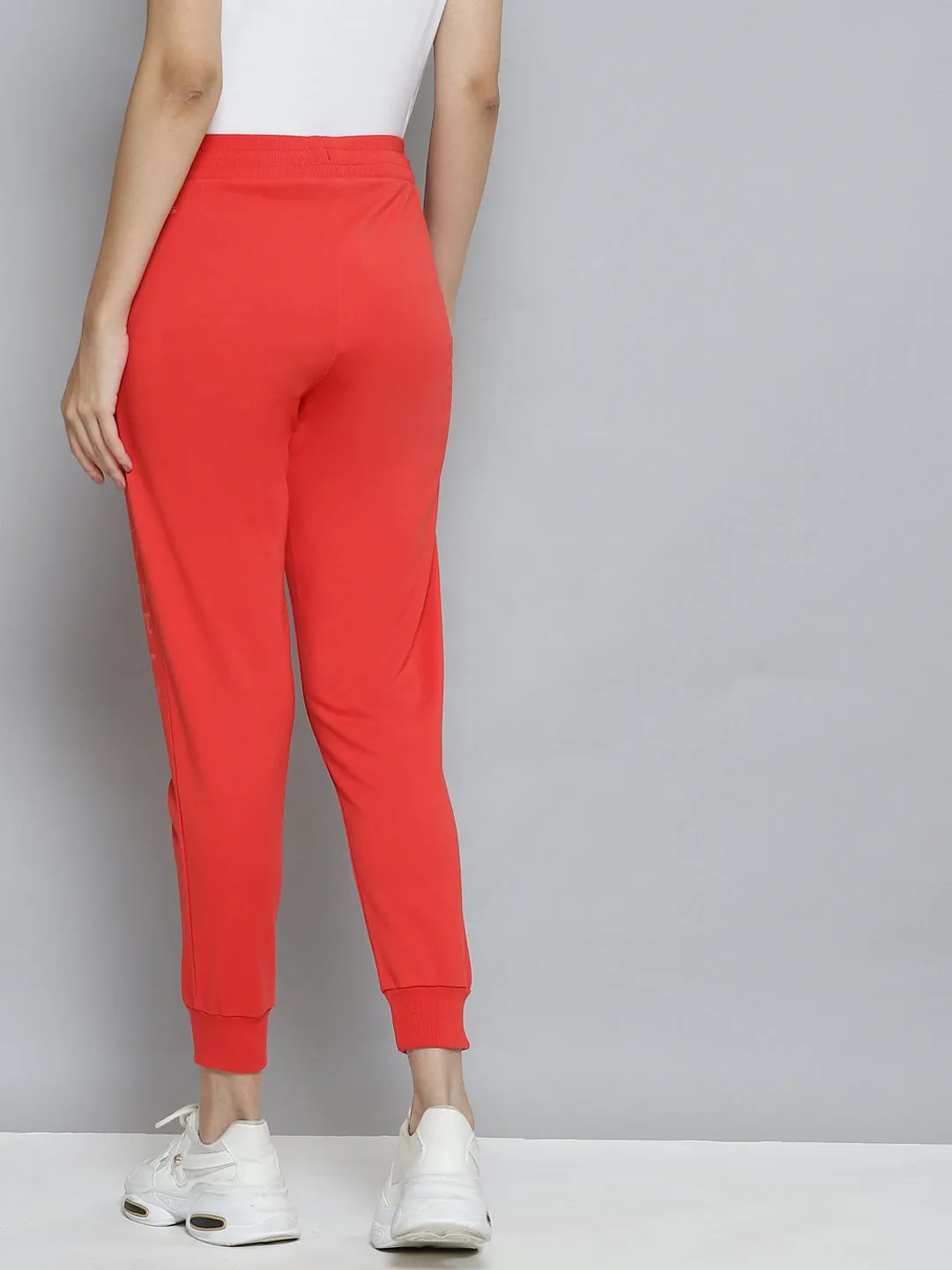 Straight Leg Alcis Women Coral Red Slim Fit Cropped Running Joggers
