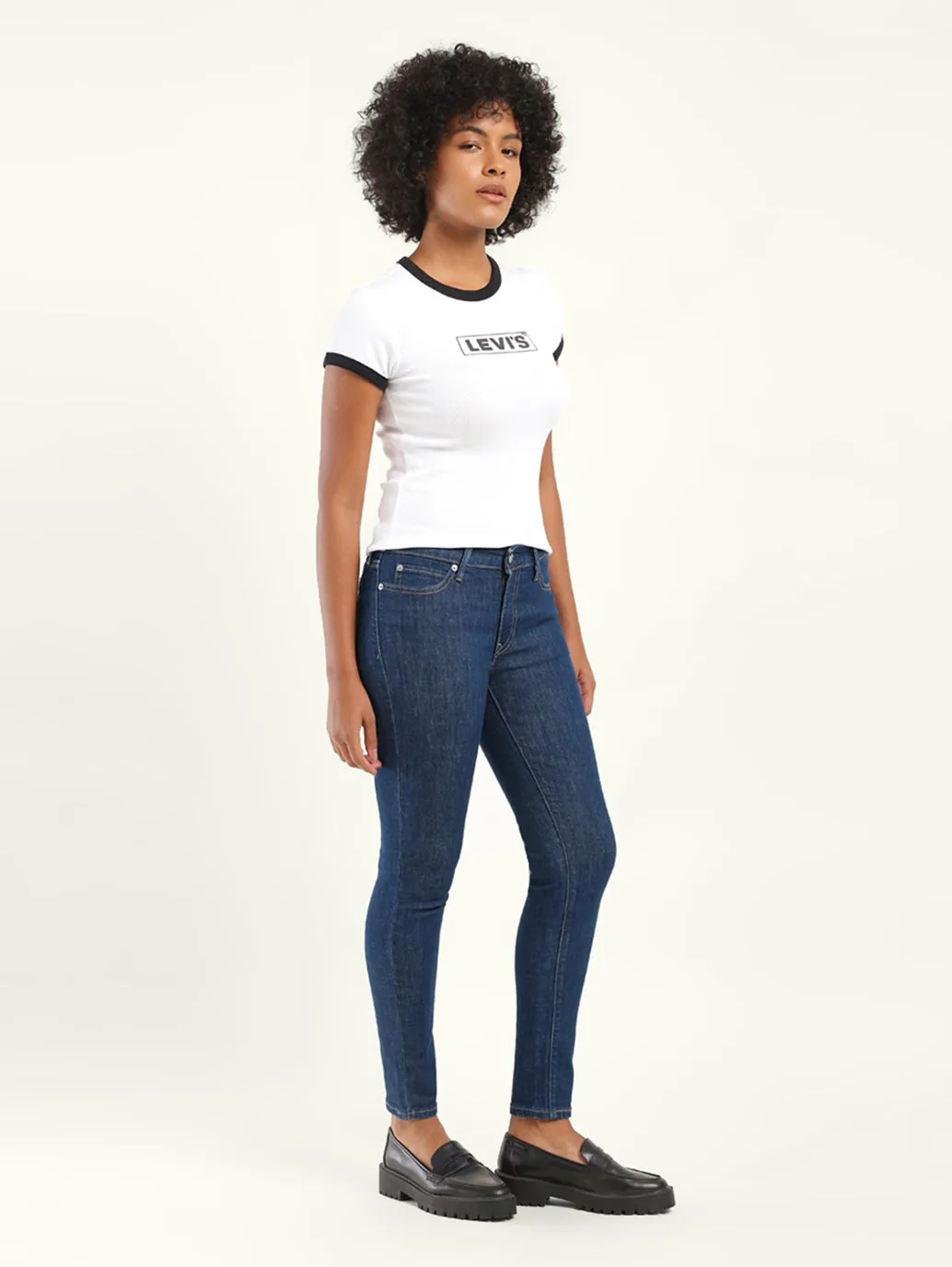 Women's 711 Blue Skinny Fit Mid Rise Jeans Slim Silhouette Urban Mood