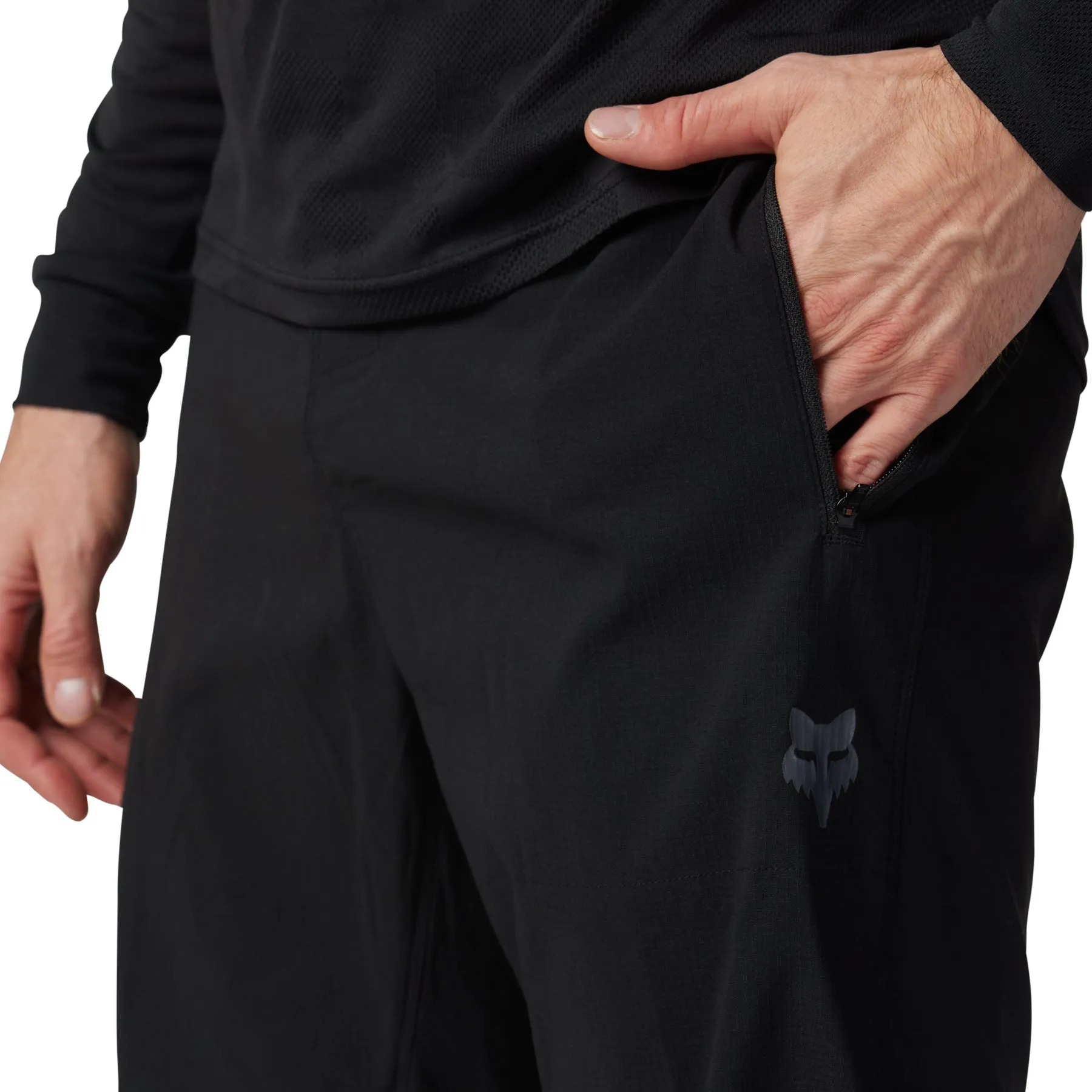 Fox Ranger Mens Cycling Shorts - Black Stain Repellent Treatment Temperature Regulating Material