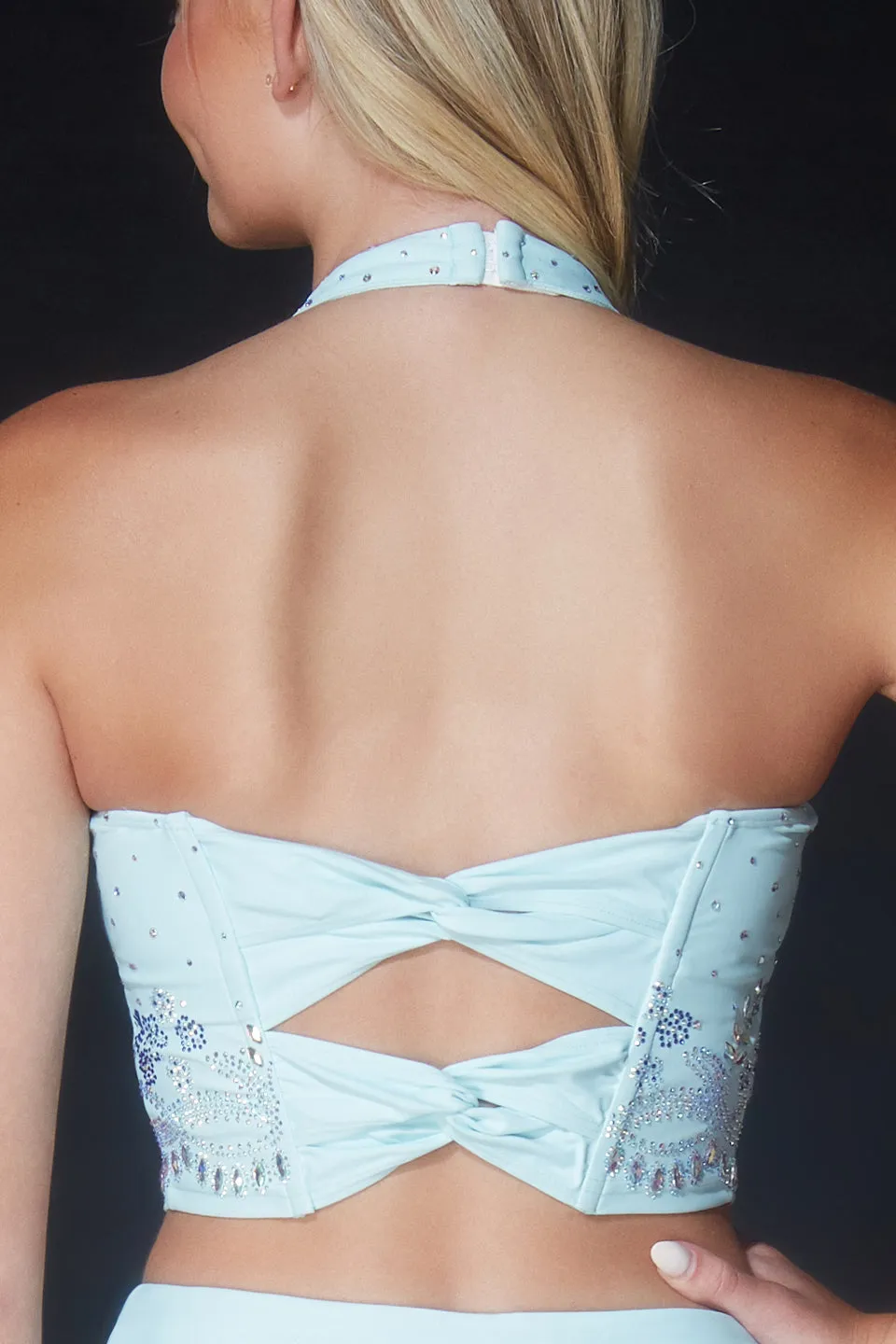 WaterRepellent Surface Crystal Couture Halter Tank in Icy Bloom