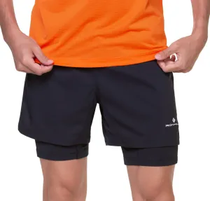 All Day Movement Fit Unisex Design Ronhill Tech Twin 2 In 1 Mens Running Shorts - Black